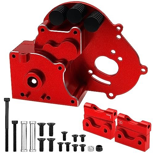 Vgoohobby Aluminum Transmission Case Gearbox Housing Cover with Motor Plate for 1/10 Drift RC Car Compatible with Traxxas Slash 2WD Rustler Stampede Bandit 2WD