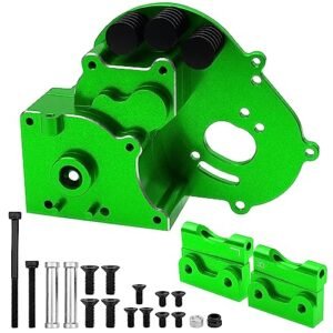 Vgoohobby Aluminum Transmission Case Gearbox Housing Cover with Motor Plate for 1/10 Rally RC Car Traxxas Slash 2WD Rustler Stampede Bandit 2WD Replacement Part 3691 Green