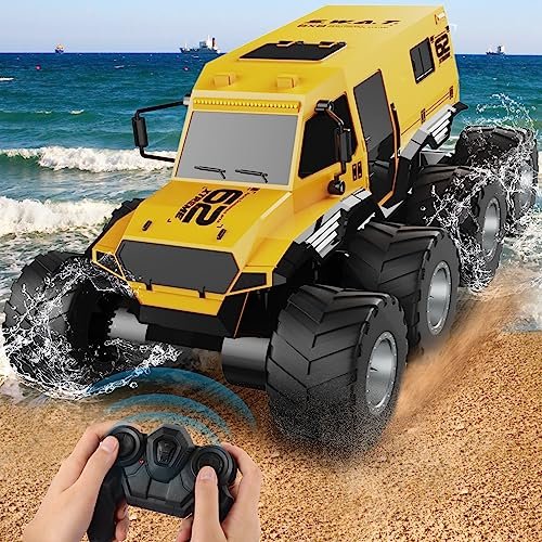 RANFLY Amphibious Remote Control Car with Hoons RC Tires 8WD Offroad Waterproof RC Trucks for Boys and Adults