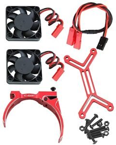 Hopsup RC Motor Cooling Fan 47 49mm Adjustable Mount for 1 8 1 5 Infraction Felony Limitless 4985 1717 Motor Aluminum 4010 High Speed Cooling Dual Fans 15000 RPM Heatsink Red Do RC Motor Fans Work