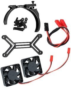 Rcarmumb 40mm High Speed Cooling Fan and Heatsink for 1/5 Scale RC Axles ARRMA TRX4 Compatible with 1717 5687 56113 2028 Motors 15000 RPM Black