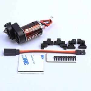 RCAWD 370 Brushed Motor Carbon Brush 34T Transmission Assembled Set for Axial RC Truck SCX24 Jeep Gladiator Upgrade