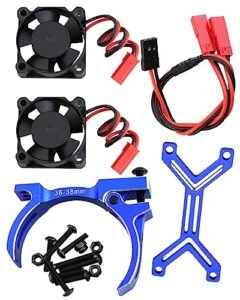 HopsupRC 3660 540 Brushed Motor Cooling Fan Aluminum High Speed Dual Fans 20000 RPM Heatsink Upgrade for 1/10 Slash SCX10 TRX4 RC 540 Brushed Motor Top Speed Performance