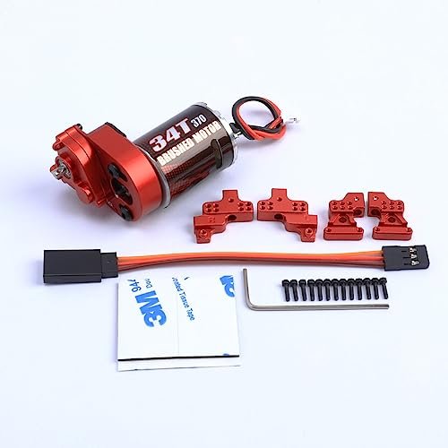 RCAWD 370 Brushed Motor Upgraded Carbon Brush 34T Transmission Set for 1/24 Axial Scx24 Crawlers OS RC Engine Parts