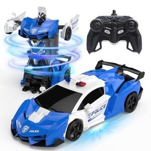 DEERC Transform Remote Control Car 8th Scale RC Car 2.4GHz Robot Toy with One Button Deformation and 360 Rotating Drifting for Kids Boys Age 4 7 8 12 Birthday Xmas Gift