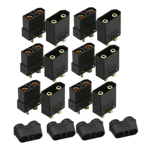 JINOARC 6Pairs Black XT90 Male Female Bullet Connectors Power Plug with Heat Shrink for Amass RC Lipo Battery Motor Drone Perfect for RC GMC Topkick Body