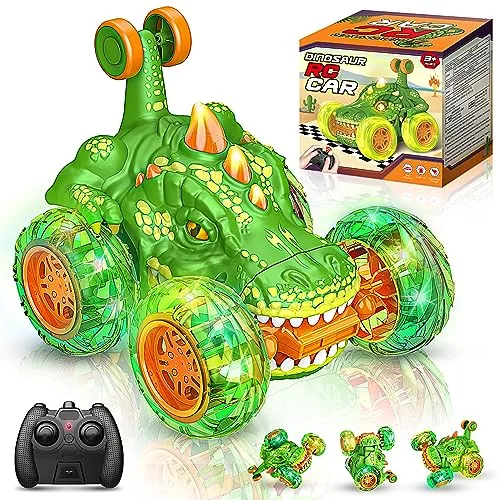 XYZ Brand RC Car Wheel Balancer High Performance Remote Control Dinosaur Car with 360° Rotate and LED Wheel Lights for Kids Aged 3 10