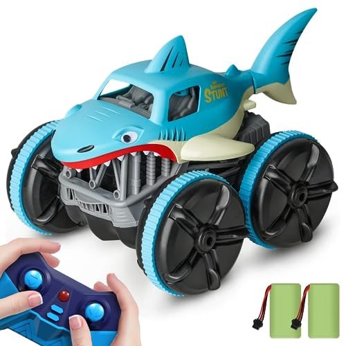 Epic RC Trucks Shark Amphibious Remote Control Car 2.4GHz All Terrain RC Truck with 360 Rotation LED Lights for Kids Age 3 4 5 6 7 8 9 10