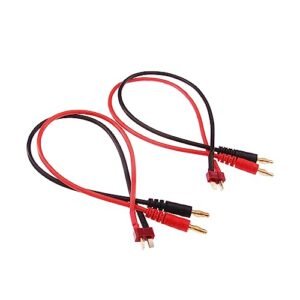 rflaueo 2pcs T-Plug Connector Plug to 4mm Banana Plugs Battery Charge Lead Adapter Cable 14awg 12inch(E160-2)
