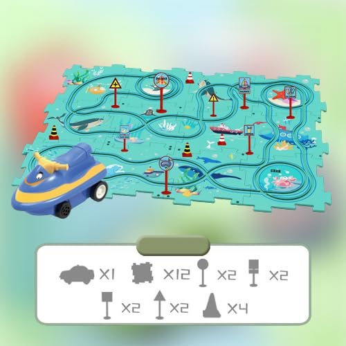 Speedy Build RC Nitro Funny Car DIY Track Set for Kids Ages 3+ 25 PCS Ocean Theme Educational STEM Toy