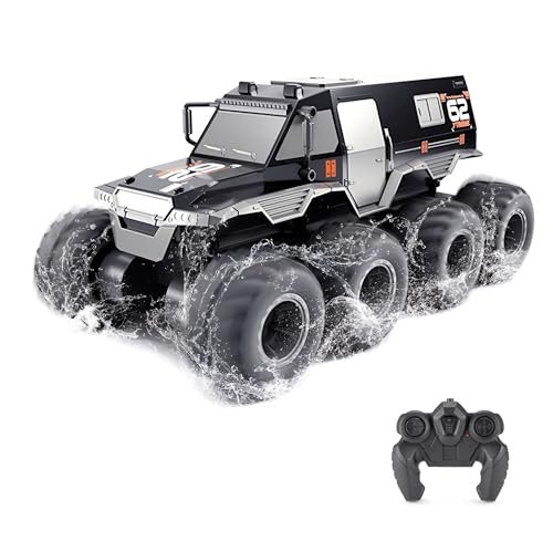 GoolRC 8WD Amphibious Remote Control Car with 2.2 Off Road RC Tires 2.4GHz Waterproof RC Monster Truck for Adults Black