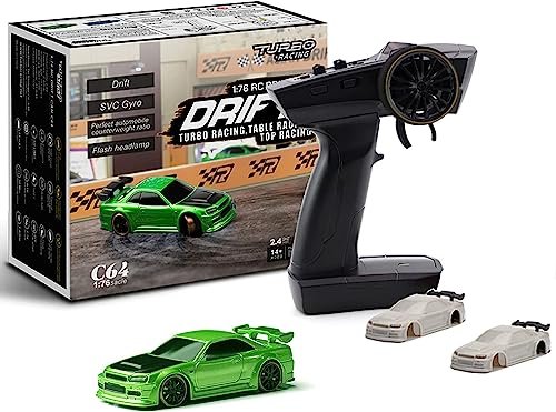 CALLPHA Turbo Racing 1/10 Scale RC Body Drift Car with Gyro Mini Full Proportional RTR 2.4GHZ Remote Control and Replaceable Shells
