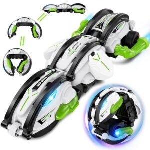 Dark Dragon Wing RC Cars 2024 Upgrade Remote Control Stunt Car with LED Lights for Boys Age 8 12 Includes 2 Batteries 60 Plus Minutes Playtime Indoor Outdoor Birthday Gift for Kids