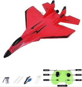 SkyRider RC Foam Aircraft SU 35 Plane 2.4GHz 2 Channel Remote Control Glider with LED Lights for Outdoor Flying
