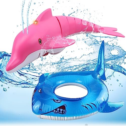 LAFALA Summer Pool Toys Pool Float Shark Remote Control Dolphin 2.4G for Swimming Pool RC Boat Water Toys for Kids 6+