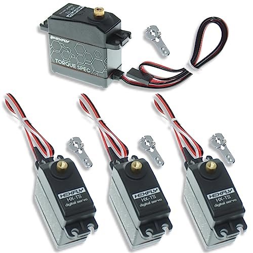 Hexfly by Redcat Torque Spec Servo 4 Pack with Metal Servo Horns 25KG at 5V 35KG at 7.4V 42KG at 8.4V Hit by RC Car