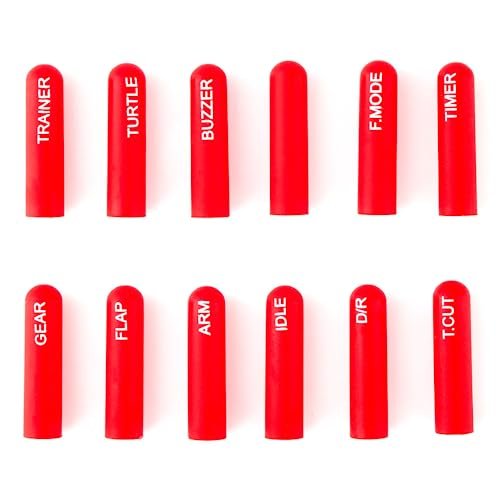 RadioMaster Labelled Silicon Switch Cover Set for RC 693M Remote Codes Compatible with TX16S TX12 Long 12pcs Red