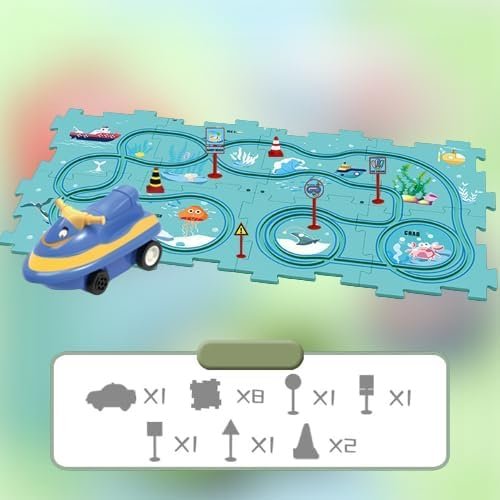 RC's Kansas City DIY Assembling Electric Trolley Children's Educational Track Car Set 15PCS Ocean Theme