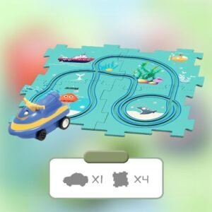 Soda City RC DIY Assembling Electric Trolley Childrens Educational Track Car Set 5PCS Ocean Theme