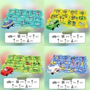 Hot Wheels RC Car Toy Story DIY Assembling Electric Trolley 25PCS 4 Sets Childrens Educational Track Car Puzzle Toy