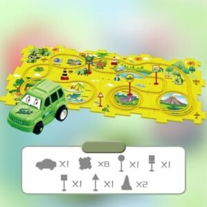 DIY RC Construction Hobby Electric Trolley Dinosaur Theme Childrens Educational Track Car Set 15PCS