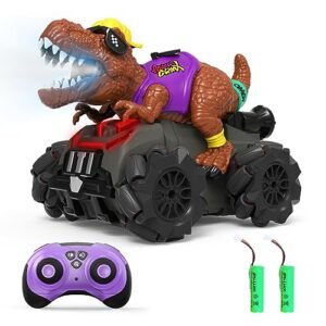 Kizeefun Big RC Trucks Electric Dinosaur Remote Control Car for Kids Ages 3 4 5 6 7 8 Years Old Boys Birthday Christmas Gift