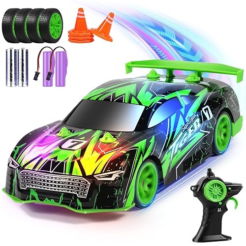 BIFYTON Drift RC Car Wheels Remote Control Stunt Car with LED Lights 14KMH High Speed and Rechargeable Batteries for Kids