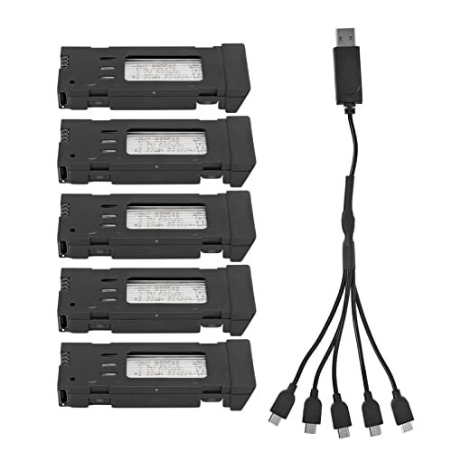 3.7V 1200mAH RC Drone Lithium Battery for E58 L800 JY019 S168 and Other Remote Control Aircraft with 5 in 1 Portable Charger Cable RC Quadcopter Spare Part