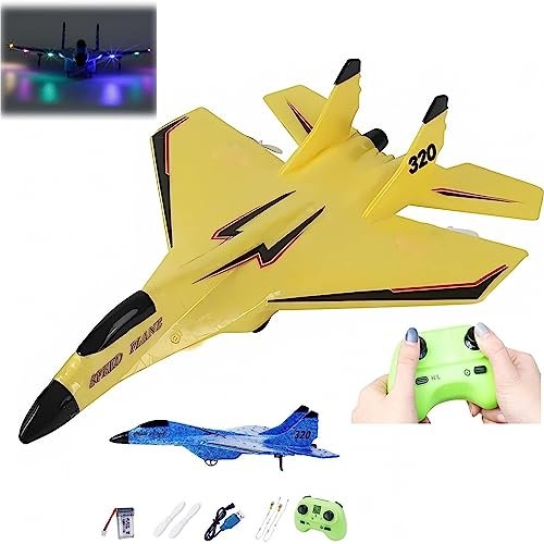 Jaiafupm 2.4Ghz Su 35 RC Plane with Jet Engines Foam Fighter Glider with Lights for Flight Lovers