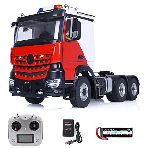 LESU Wheelfun 6X6 RTR RC High Roof Tractor Truck 1/14 Scale Electric RC Trucks Mud Riding with Front Hook and I6S Radio Controller
