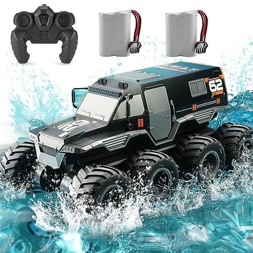 KB KAIBO 2 Batteries RC Car Toys 8WD 2.4G 1 12 Big Waterproof Monster Truck with Old RC Car Batteries for Boys and Girls Ages 4 12 Black