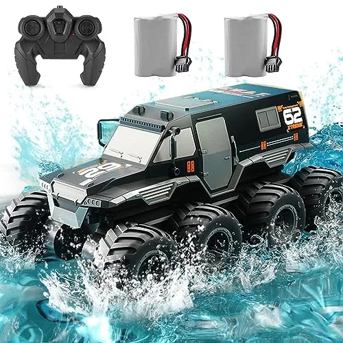 KB KAIBO 2 Batteries RC Car Toys 8WD 2.4G 1/12 Big Waterproof Monster Truck with Old RC Car Batteries for Boys and Girls Ages 4 12 Black