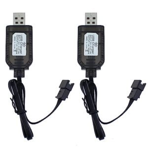 MTQY 2pcs Lithium Battery USB Charger Cable for Distianert RC Truck with SM 3P Plug Connector 7.4V LiPo Battery Charger