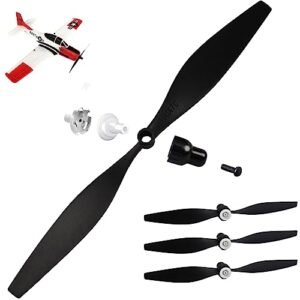 Chusike 3 PCS RC Corsair Radial Engine Propellers for F4U Corsair T28 Trojan 400mm RC Airplane Black Spare Propellers