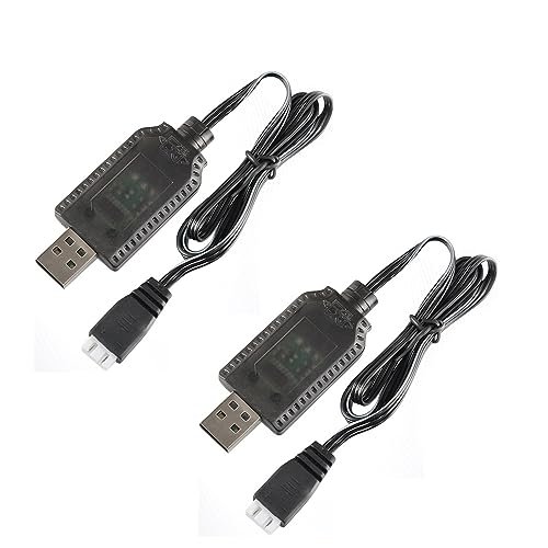 Fielect 2 Pcs 7.4V USB Charger Cable for LiPo Li ion Ni Cd Ni Mh Battery Packs Perfect for Cheap RC Excavator and Cars