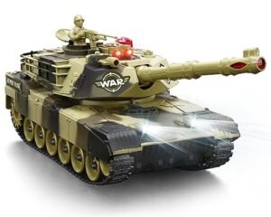 ThunderWorks 1 28 Scale RC Shocks Remote Control Tank with Rotating Turret Sound Effects and 2 Rechargeable Batteries for Kids Age 8 9 10