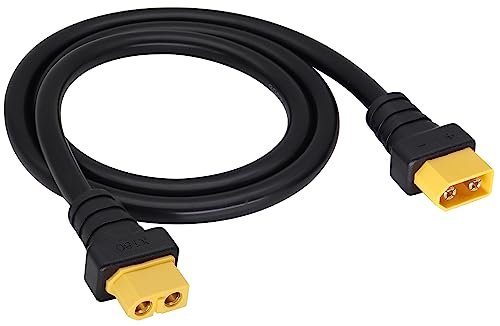 HCFeng 14awg XT60 Extension Cable 2ft Black Male to Female Adapter for RC FPV Car Plane Drone LiPo Battery