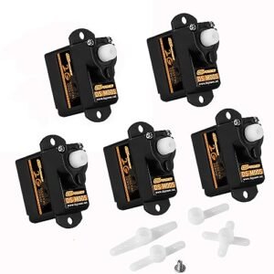 DSPOWER 5PCS 2G Plastic Gear Mini Servo Kit for RC Shuttle Helicopter Airplane Drone and 1/24 RC Car Model Boat Robot Toy