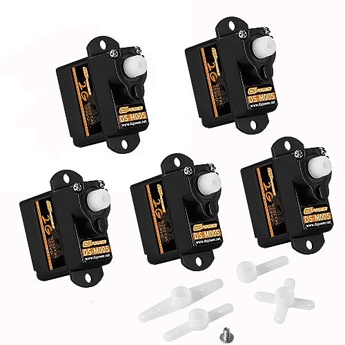 DSPOWER 5PCS 2G Plastic Gear Mini Servo Kit for RC Shuttle Helicopter Airplane Drone and 1/24 RC Car Model Boat Robot Toy