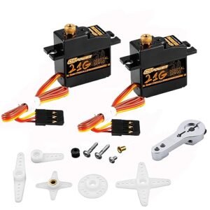 DSPOWER 21G Mini Digital Servo Full Metal Gear Micro RC Servos Motor Kit for 1/16 RC Boat Car Model and More