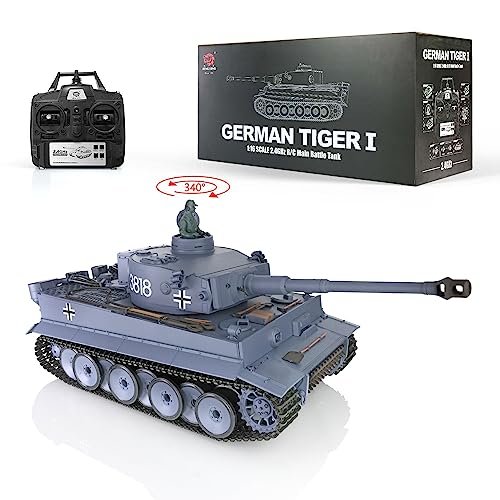 Wheelfun 2.4Ghz Heng Long 1 16 Scale 7 0 Plastic German Tiger I RTR RC Tank with 1 16 Scale RC Shocks 340 Rotating Turret Infrared Combat