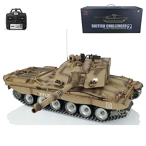 Wheelfun Heng Long 1/16 7.0 Pro Version Challenger II RC Tank with RC Airplane Sound Generator 360° Rotating Turret Metal Tracks