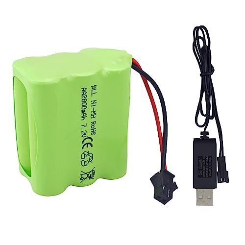MOONZON AA 7.2V 2800mAh Ni MH High Capacity Battery with SM 2P Plug and USB Charging Cable Compatible with 2017 KTM RC 390 Fuel Tank Capacity and Other RC Models
