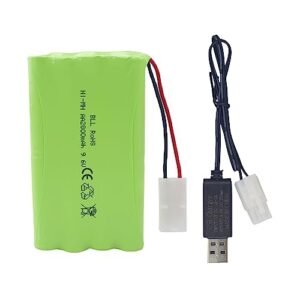 PUOO AA 9.6V 2800mAh Rechargeable Battery with Tamiya Plug and USB Charging Cable Suitable for RC Toy Cars, Trucks, Tanks, Engineering Vehicles, RC Ships Spare Battery Pack