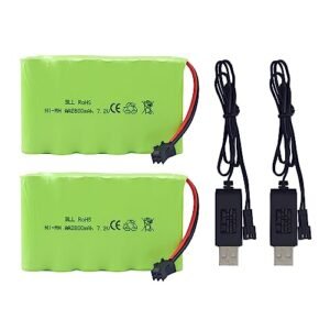 MOONZON 2PCS AA 7.2V 2800mAh Rechargeable Battery with SM 2P Plug for RC Hibbeler Engineering Mechanics Solutions and Huina 1550 550 Remote Control Toys