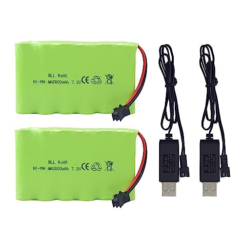 MOONZON 2PCS AA 7.2V 2800mAh Rechargeable Battery with SM 2P Plug for RC Hibbeler Engineering Mechanics Solutions and Huina 1550 550 Remote Control Toys
