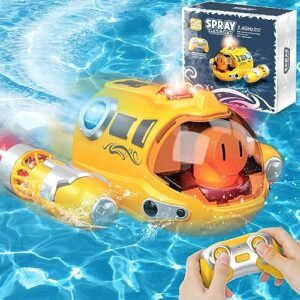 YOTOY Barracuda RC Boats for Kids 2.4GHZ Remote Control Speedboat with LED Lights and Water Spray Pool Toys Rechargeable Batteries Included Ideal Gift for 3 to 8 Year Old Boys and Girls