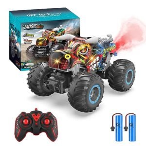iBlivers ECX RC Monster Truck 2.4GHz All Terrain Remote Control Car for Kids Ages 4 12 with Spray Music and LED Lights