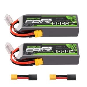 OVONIC 11.1V 3S LiPo Battery 5000mAh 100C with TRA Plug for RC Cattle Truck Car Racing and Hobby 2 Packs