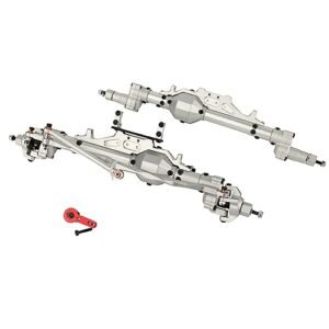 ZXYRC CNC Aluminum Complete Front Rear Portal Axle for 1/10 RC Crawler Axial WRAITH 90018 RR10 90048 0301 Upgrades Compatible with RC Jet SU 27 Models Silver